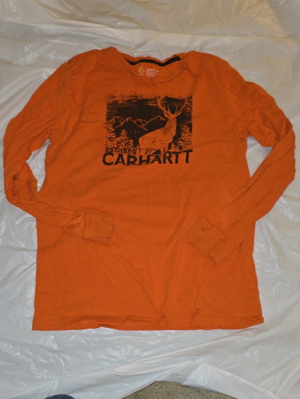 Carhartt Kids Orange Long Sleeve Graphic Tee XL